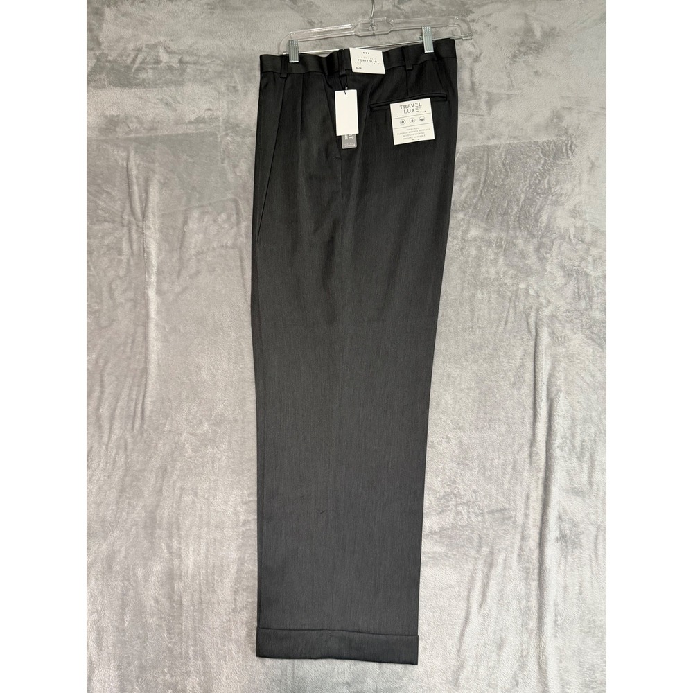 Perry Ellis Portfolio Travel Luxe Mens 32x29 Classic Fit Pleated Pants Gray New